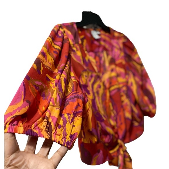 NWOT Joie Parsley Ballon VNeck Waits Tie Cropped Blouse Size M - Picture 3 of 12